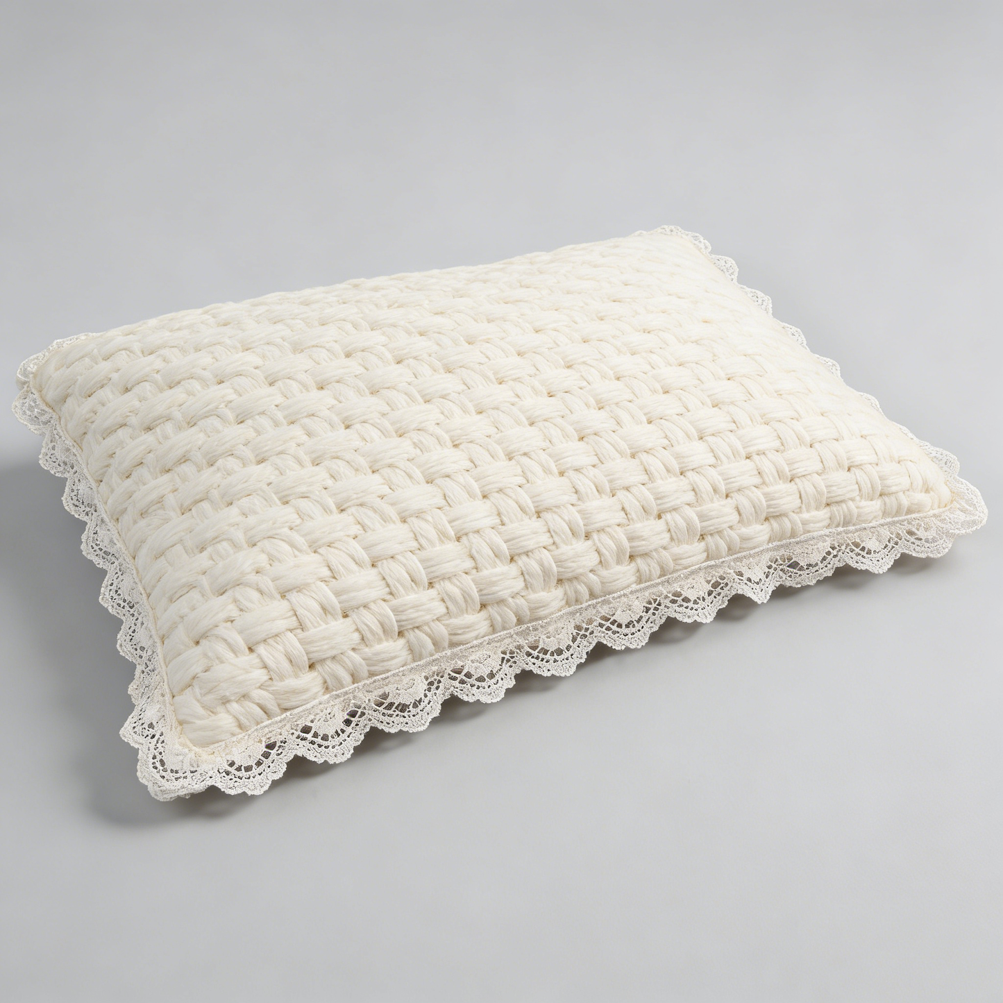 Cream Woven Lace Pillow