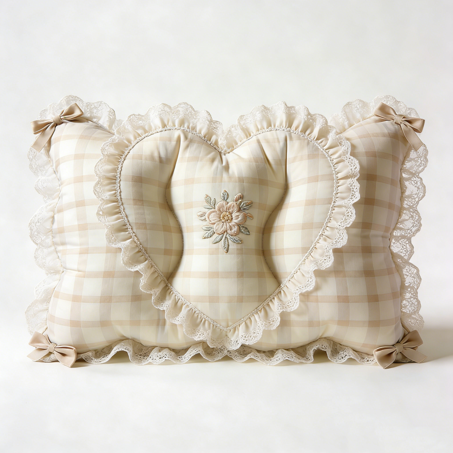 White Lace Embroidered Pillow