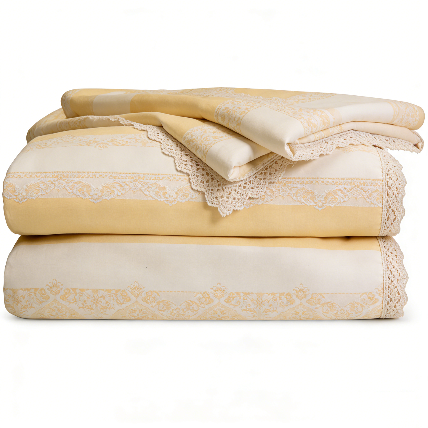Yellow Lace Stripe Sheet Set