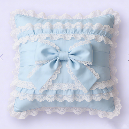 Blue Butterfly Embroidered Pillow
