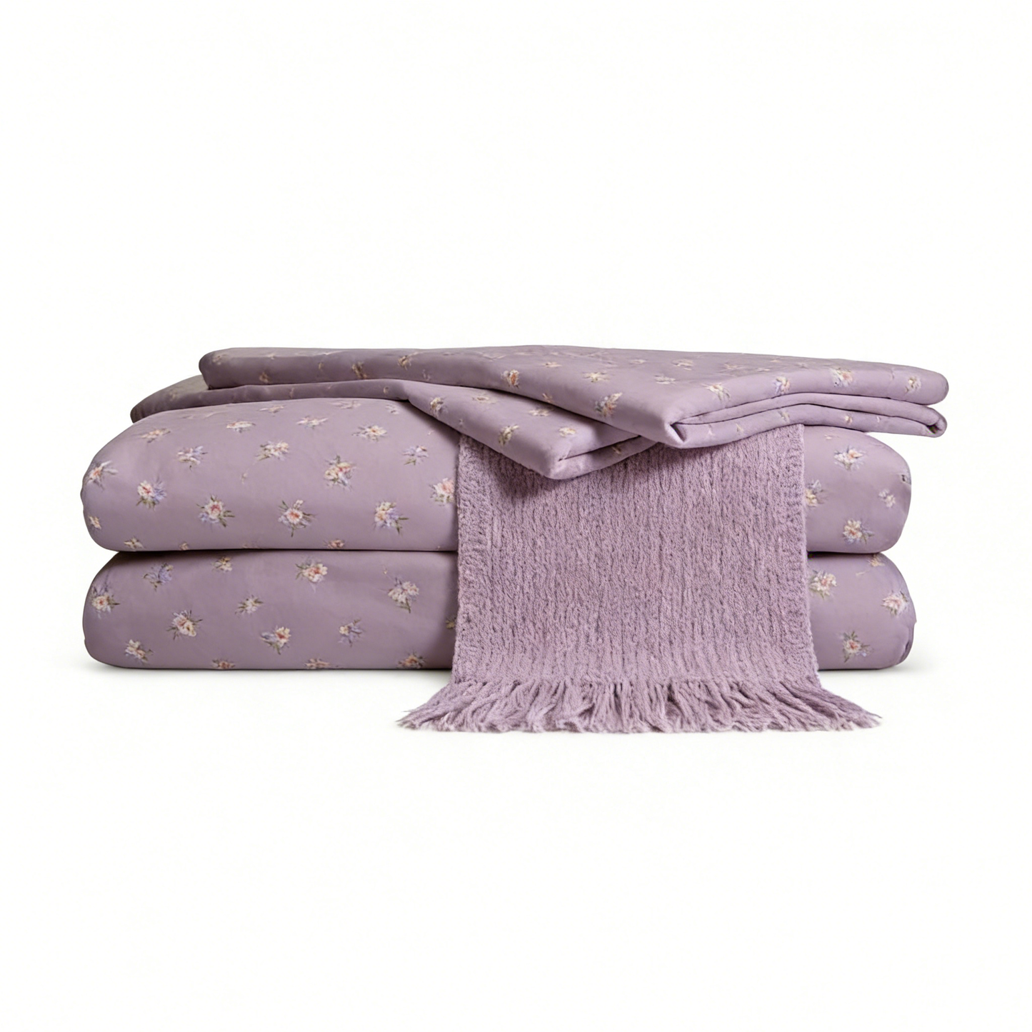 Lavender Floral Fringe Sheet Set