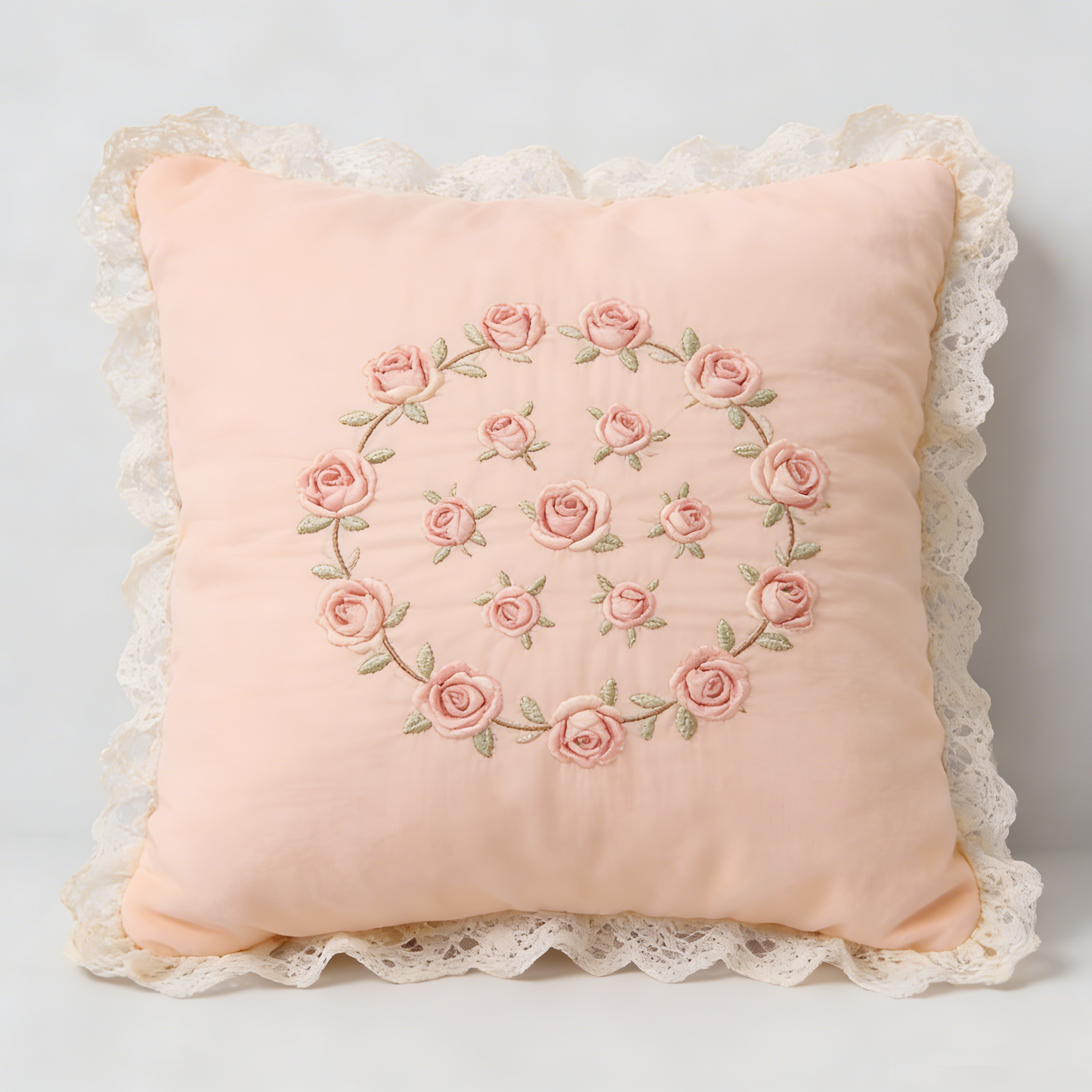 Pink Rose Lace Pillow