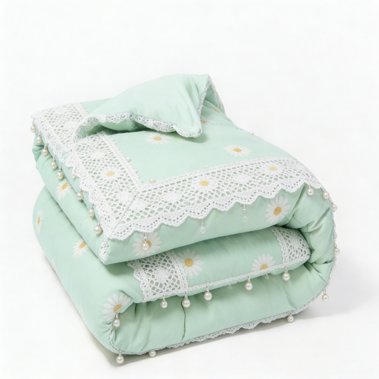 Mint Daisy Pearl Bedding Set