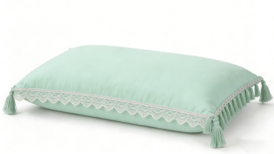 Mint Lace Tassel Pillow