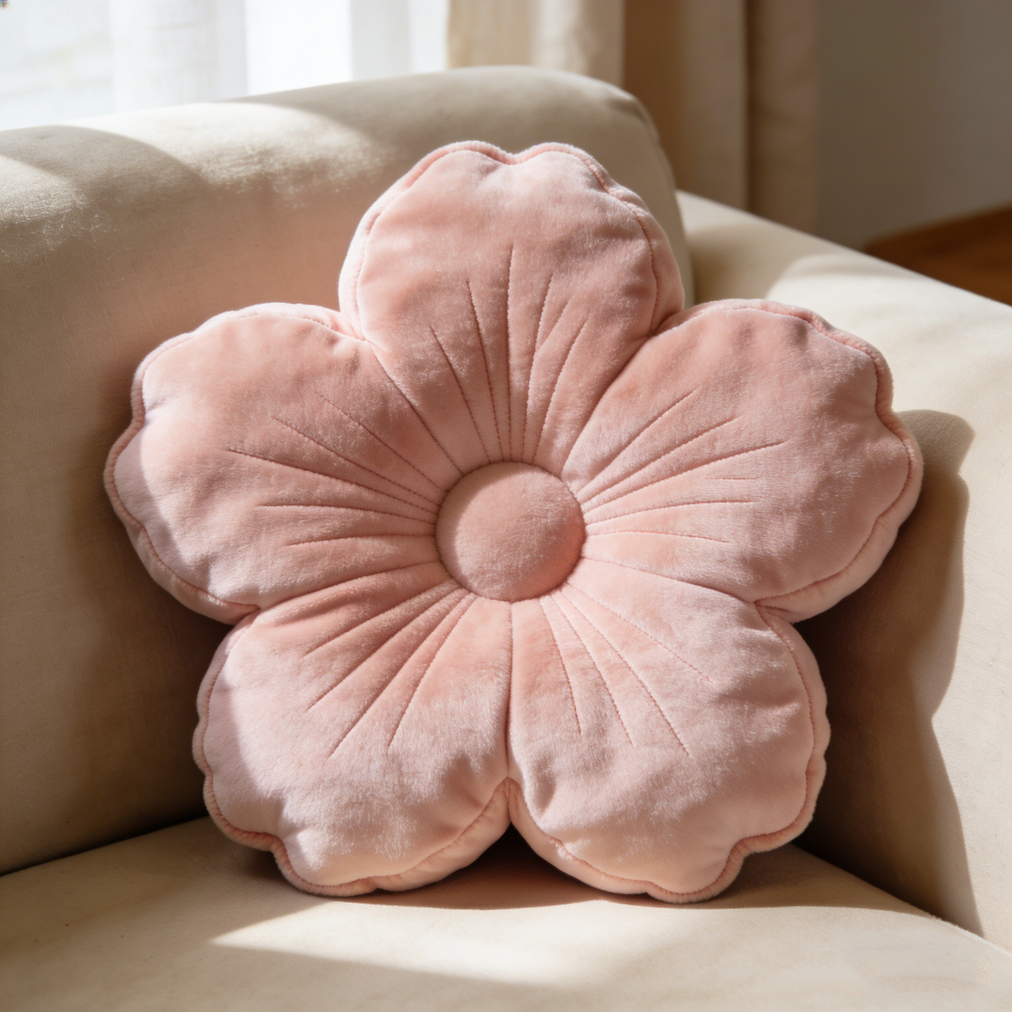 Pink Flower Shaped Pillow