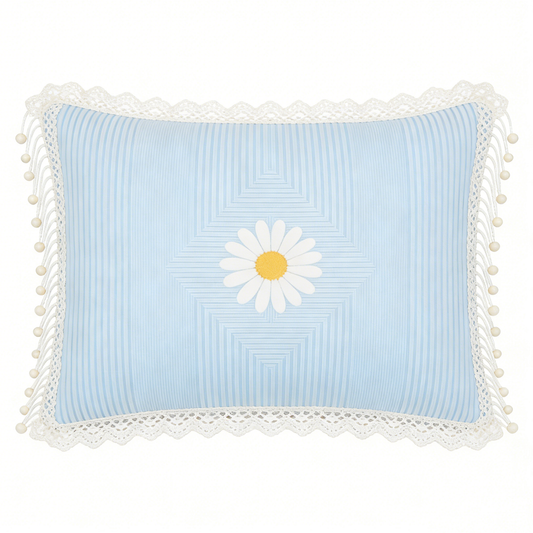 Daisy Blue Stripe Pillow