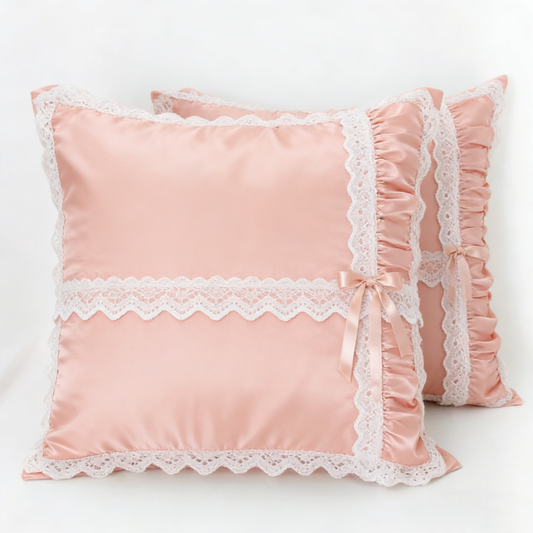 Lace Ruffle Pink Pillow