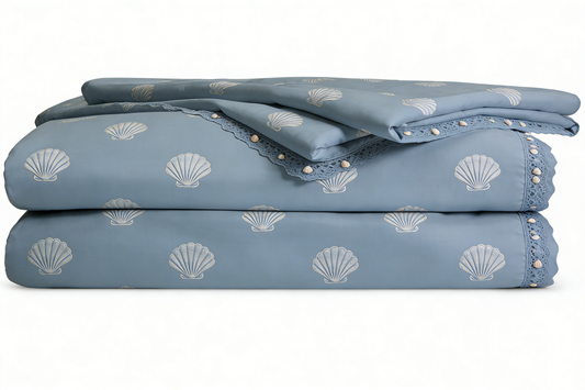 Coastal Seashell Blue Bedding Set