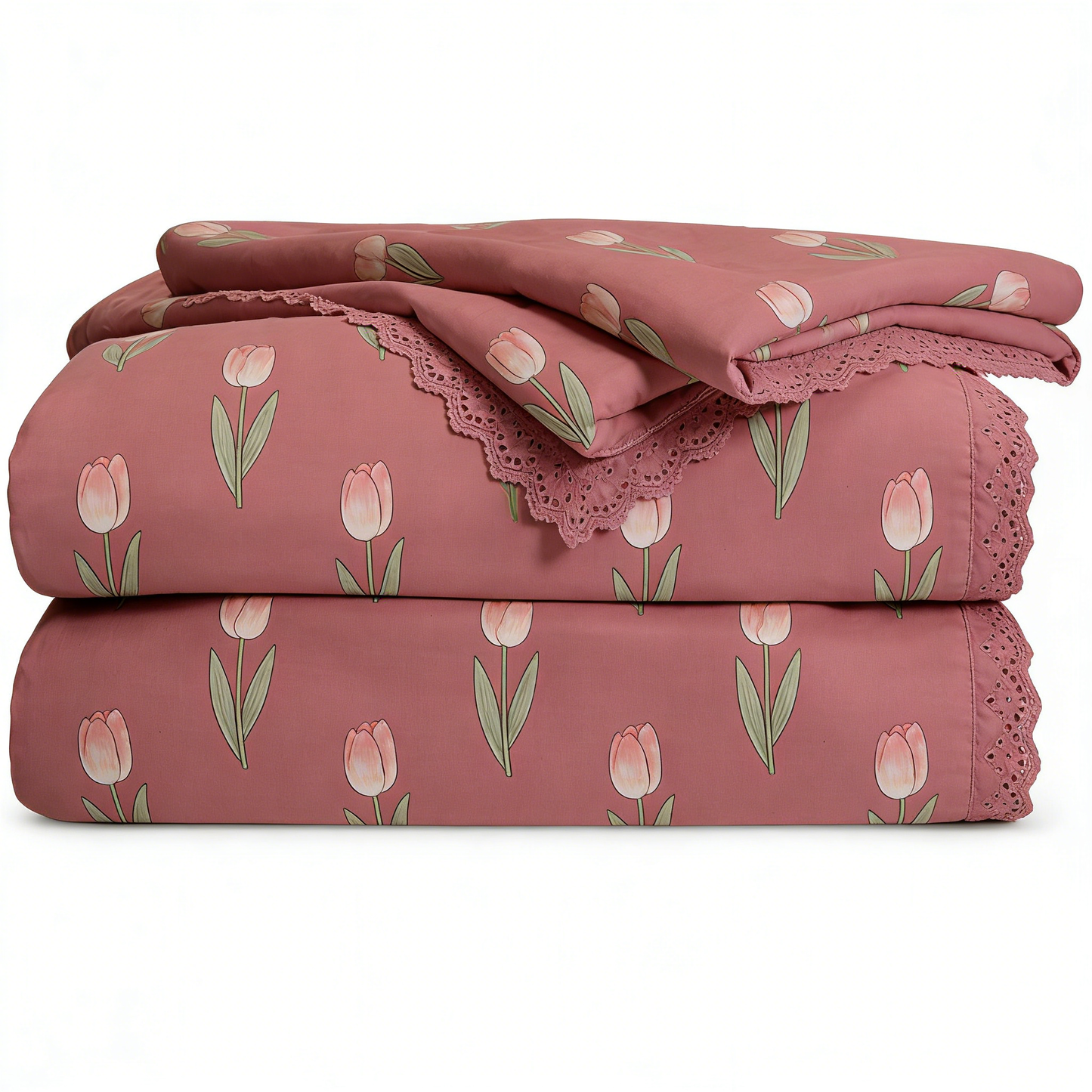Rose Tulip Lace Bedding Set