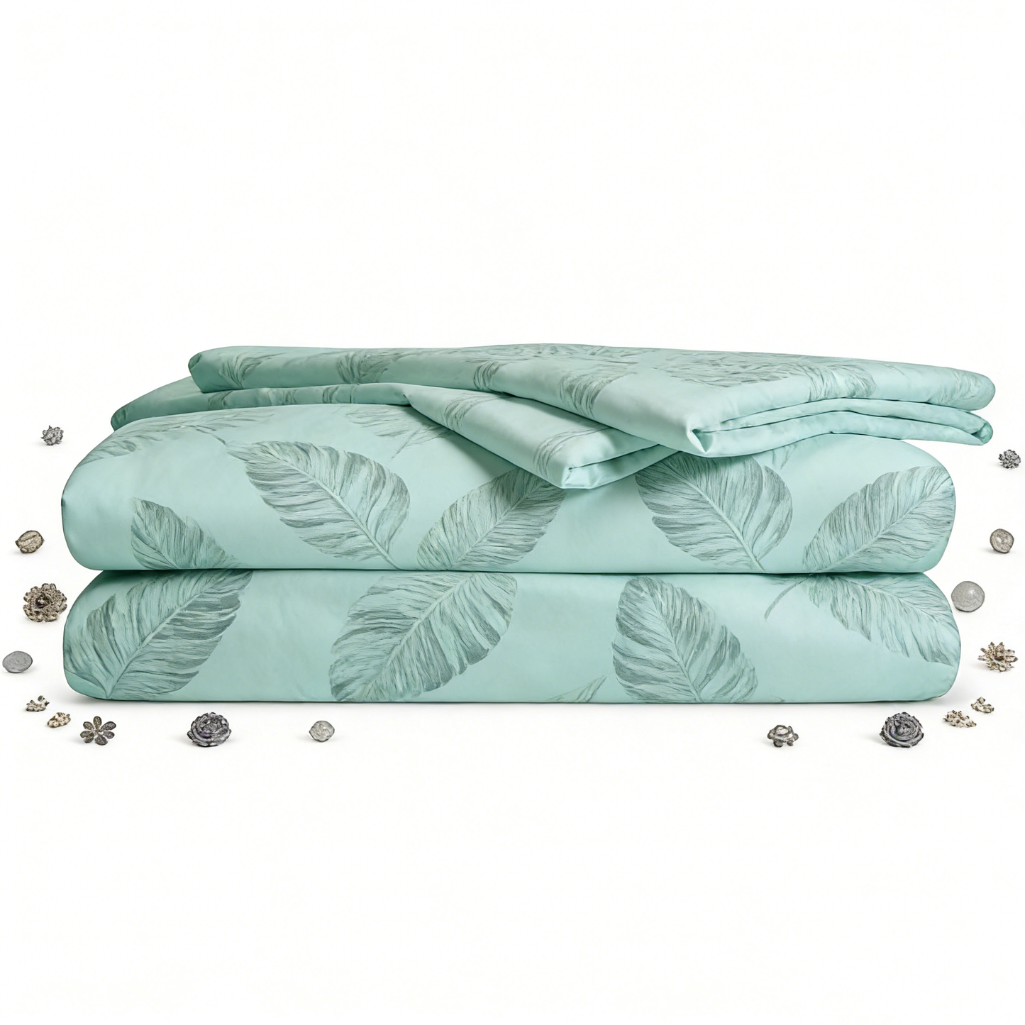 Mint Leaf Print Bed Set