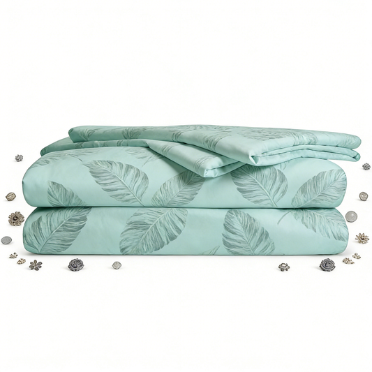 Mint Leaf Print Bed Set