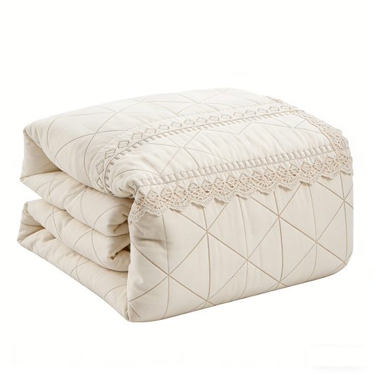 Cream Quilted Lace Comforter